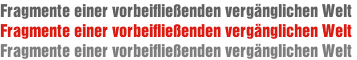 Fragmente einer vorbeifließenden vergänglichen Welt